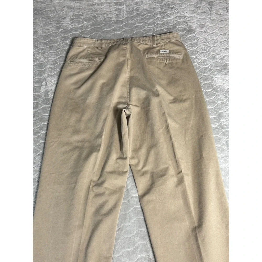 Vintage Polo Ralph Lauren Pleated Chino Pants Mens 35x31 Khaki Made in USA Tan